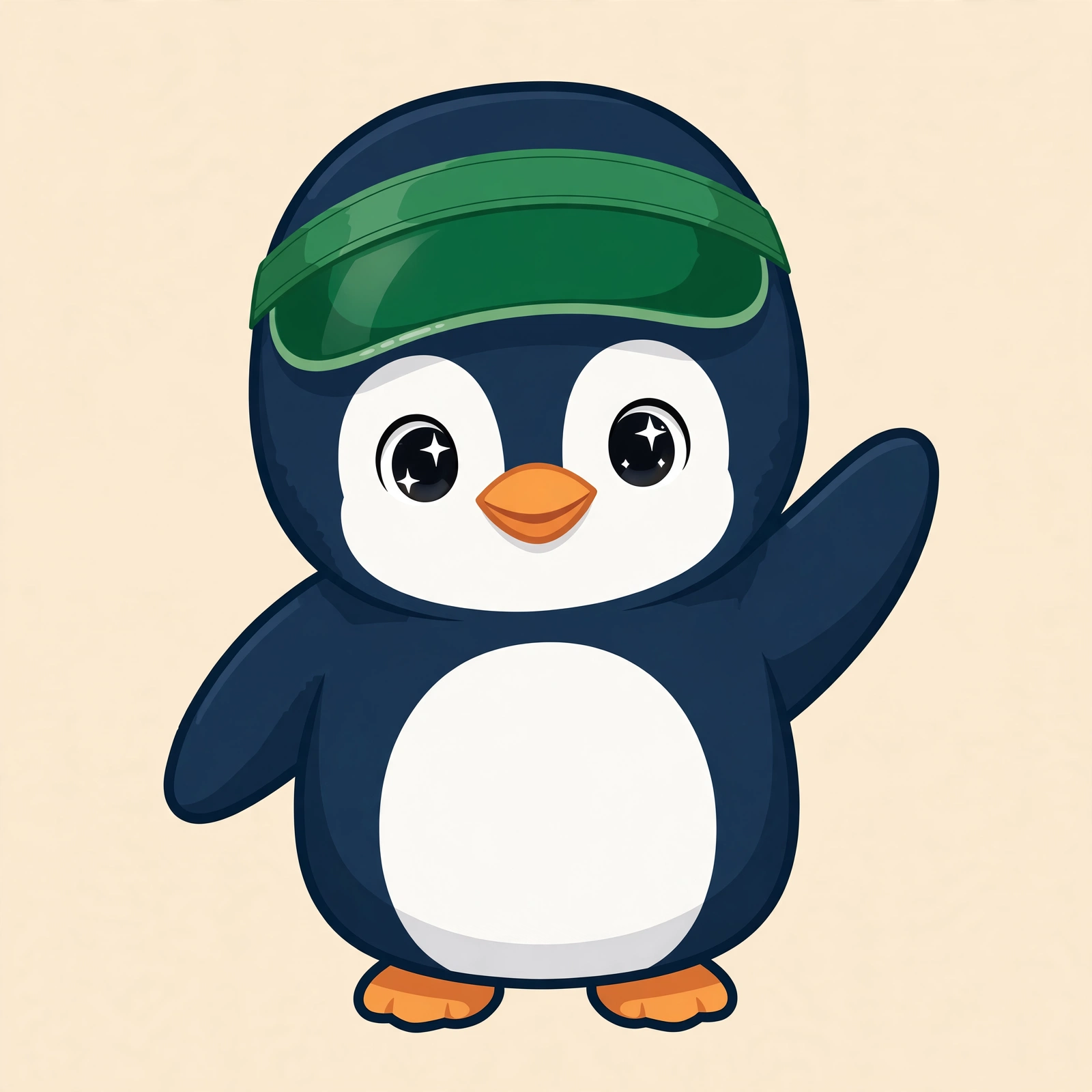 Penguin wearing a green accountant's visor